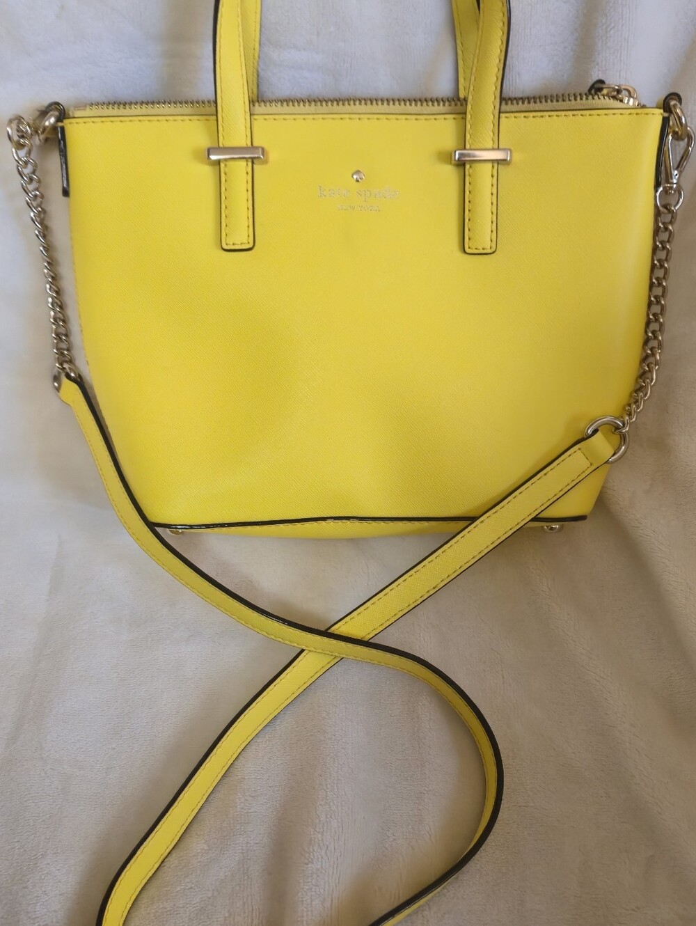 kate spade Yellow Leather Crossbody Satchel with Chain Strap